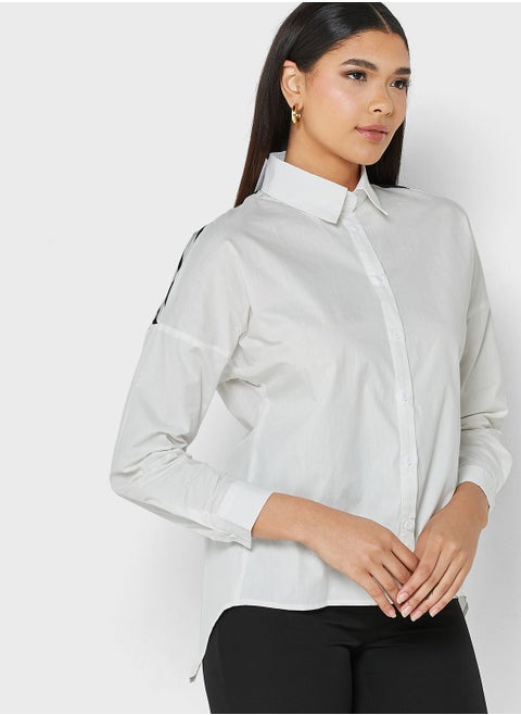 Stripe Detail Asymmetrical Overlap Top