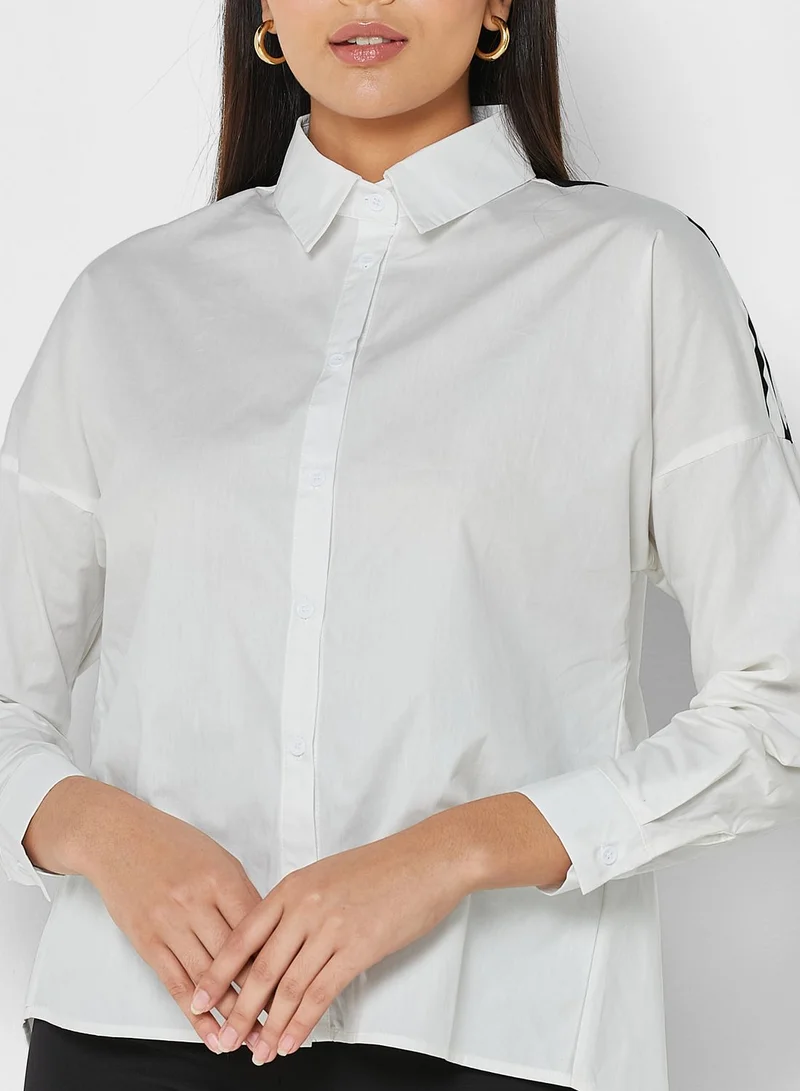 ELLA Stripe Detail Asymmetrical Overlap Top