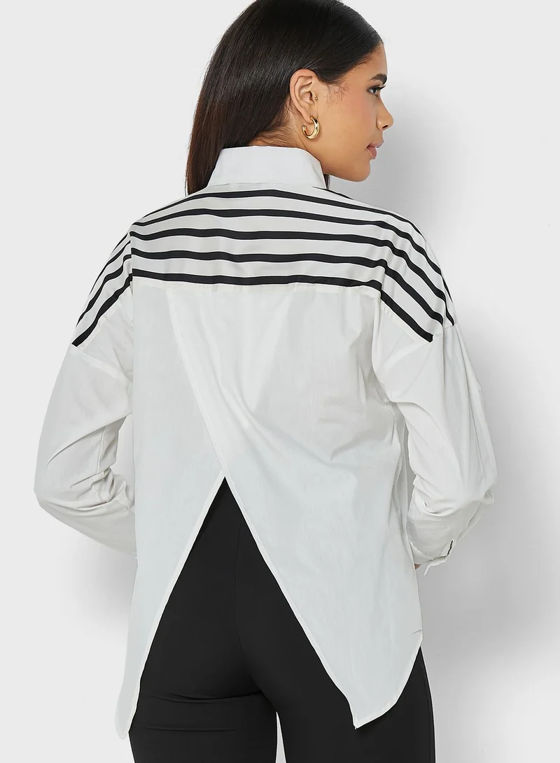 ELLA Stripe Detail Asymmetrical Overlap Top