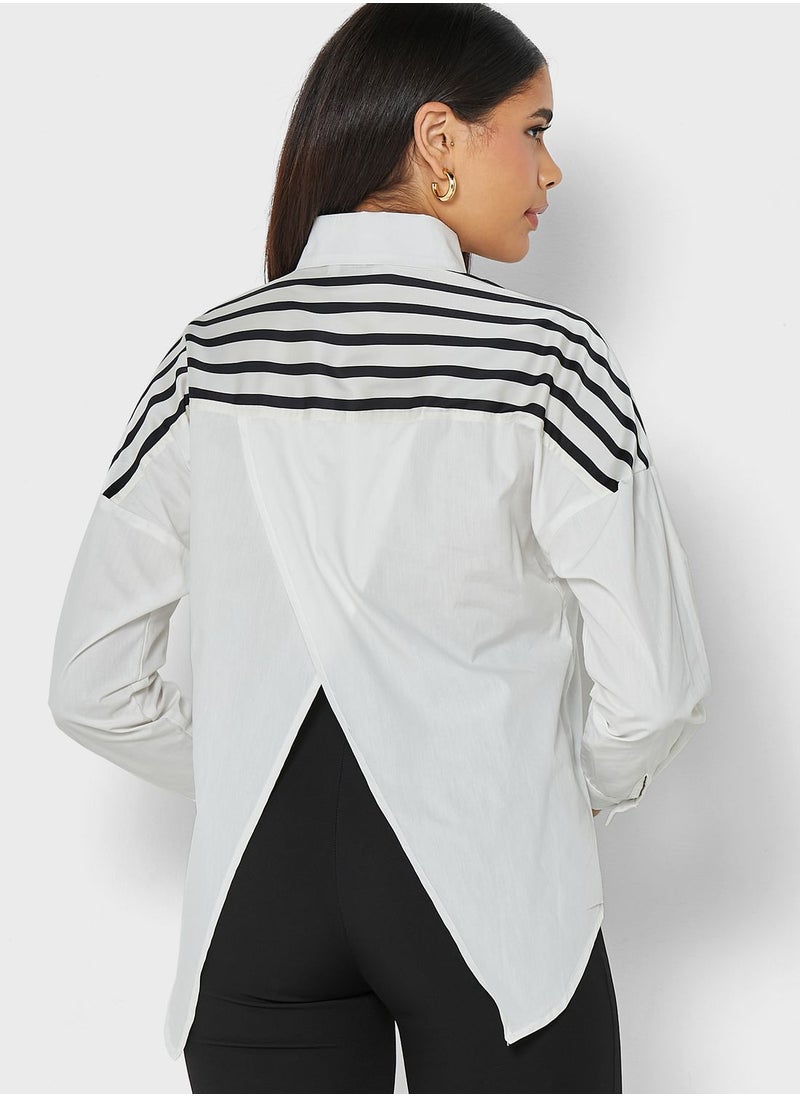 ELLA - Stripe Detail Asymmetrical Overlap Top - Image 1