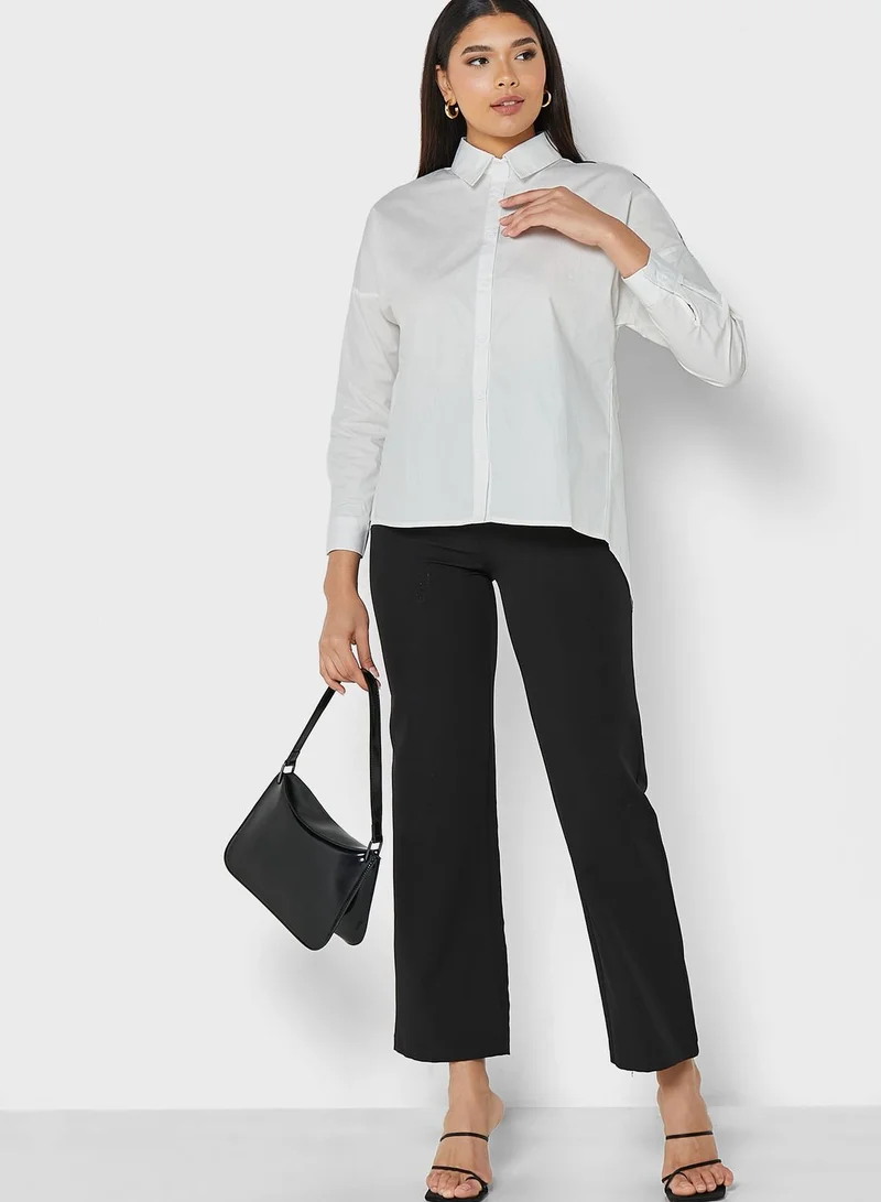 ELLA Stripe Detail Asymmetrical Overlap Top