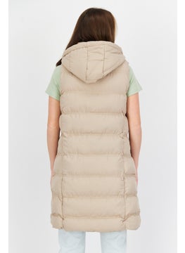 French Connection Women Plain Hooded Vest Jacket, Beige  - Image 2