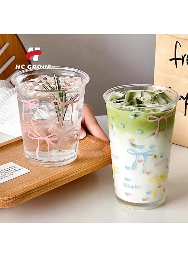 مج وكوب زجاجي بايركس حراري بتصميم فيونكة أنيق مع علبة هدايا - 400 مليلتر - Image 2