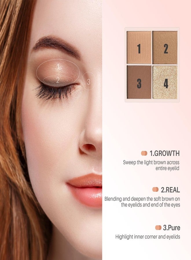 إف في لوحة ظلال العيون FV Natural Finish، 4 ألوان مطفية ومعدنية عالية الصبغة، مكياج ظلال عيون يدوم طويلاً، مقاوم للتجعد، مكياج عيون قابل للمزج (محايد) - Image 4