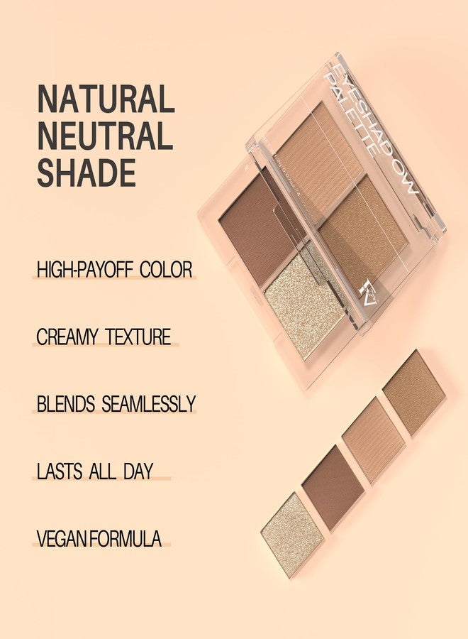 إف في لوحة ظلال العيون FV Natural Finish، 4 ألوان مطفية ومعدنية عالية الصبغة، مكياج ظلال عيون يدوم طويلاً، مقاوم للتجعد، مكياج عيون قابل للمزج (محايد) - Image 5