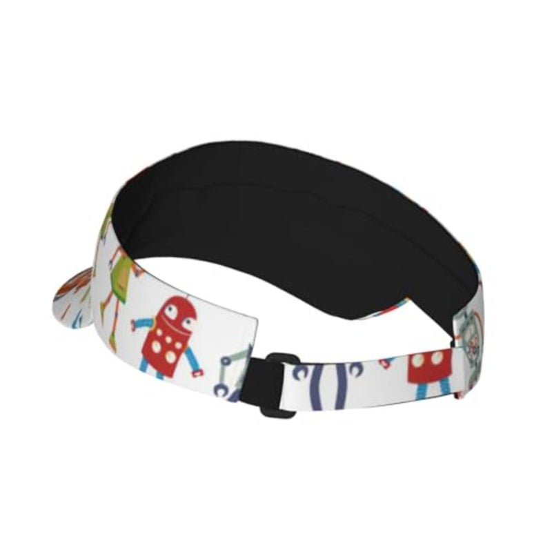 Cute Cartoon Robot Sun Hat for Women Men, Adjustable Empty Baseball Cap for Outdoor Sports, Baseball and Golf Black - Image 3