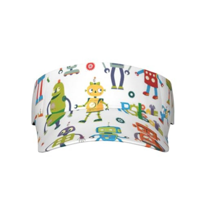 Cute Cartoon Robot Sun Hat for Women Men, Adjustable Empty Baseball Cap for Outdoor Sports, Baseball and Golf Black - Image 1