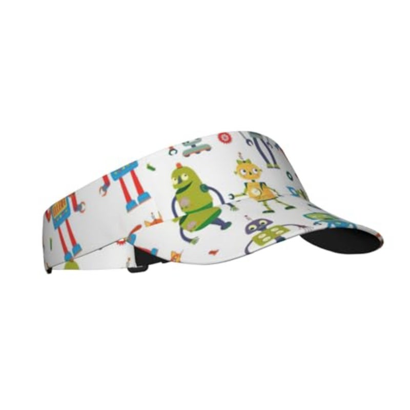 Cute Cartoon Robot Sun Hat for Women Men, Adjustable Empty Baseball Cap for Outdoor Sports, Baseball and Golf Black - Image 2