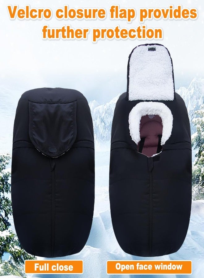 flower frail Winter Baby Car Seat Cover - Infant Carseat Bunting Bag Blanket Keep Baby Warm for Newborn Boys Girls- Cold Weather Insulated Windproof Carrier Canopy for Travel (Black) - Image 2