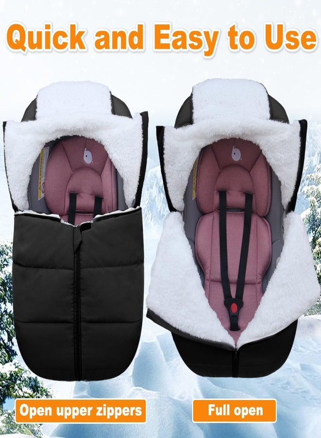 flower frail Winter Baby Car Seat Cover - Infant Carseat Bunting Bag Blanket Keep Baby Warm for Newborn Boys Girls- Cold Weather Insulated Windproof Carrier Canopy for Travel (Black) - Image 3