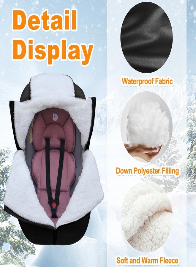 flower frail Winter Baby Car Seat Cover - Infant Carseat Bunting Bag Blanket Keep Baby Warm for Newborn Boys Girls- Cold Weather Insulated Windproof Carrier Canopy for Travel (Black) - Image 5