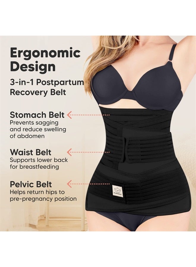 KeaBabies 3 in 1 Postpartum Belly Support Recovery Wrap, Postpartum Belly Band,After Birth Brace,Slimming Girdles,Body Shaper Waist Shapewear,Post Surgery Pregnancy Belly Support Band(Midnight Black, M/L) - Image 2