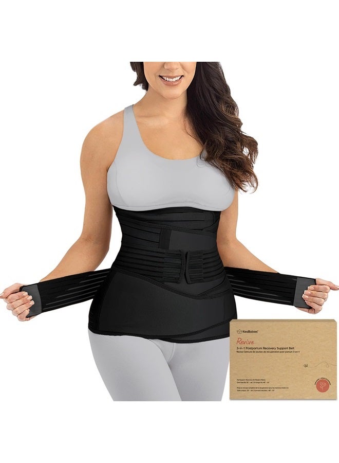 KeaBabies 3 in 1 Postpartum Belly Support Recovery Wrap, Postpartum Belly Band,After Birth Brace,Slimming Girdles,Body Shaper Waist Shapewear,Post Surgery Pregnancy Belly Support Band(Midnight Black, M/L) - Image 1