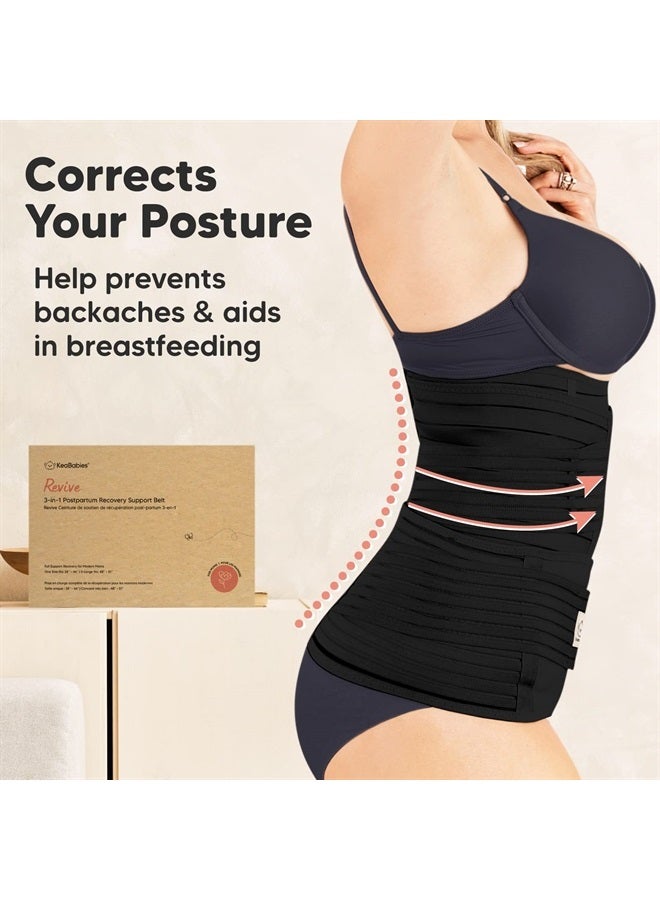 KeaBabies 3 in 1 Postpartum Belly Support Recovery Wrap, Postpartum Belly Band,After Birth Brace,Slimming Girdles,Body Shaper Waist Shapewear,Post Surgery Pregnancy Belly Support Band(Midnight Black, M/L) - Image 4