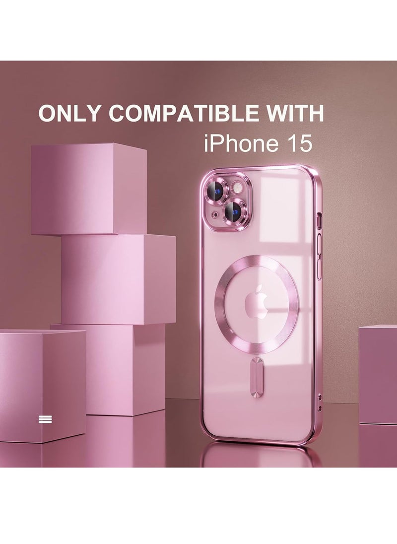 Generic - Case for iPhone 13 /14 MagSafe with Camera Lens Protector,Magnetic Clear Case Full Protection Plating Anti-Scratch Slim Thin Case Cover - Rose Gold - Image 1