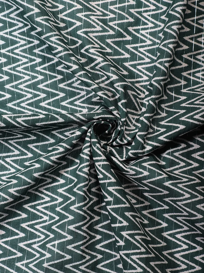 أيه كيه إس Teal Zig-Zag Patterned Fabric - One Meter