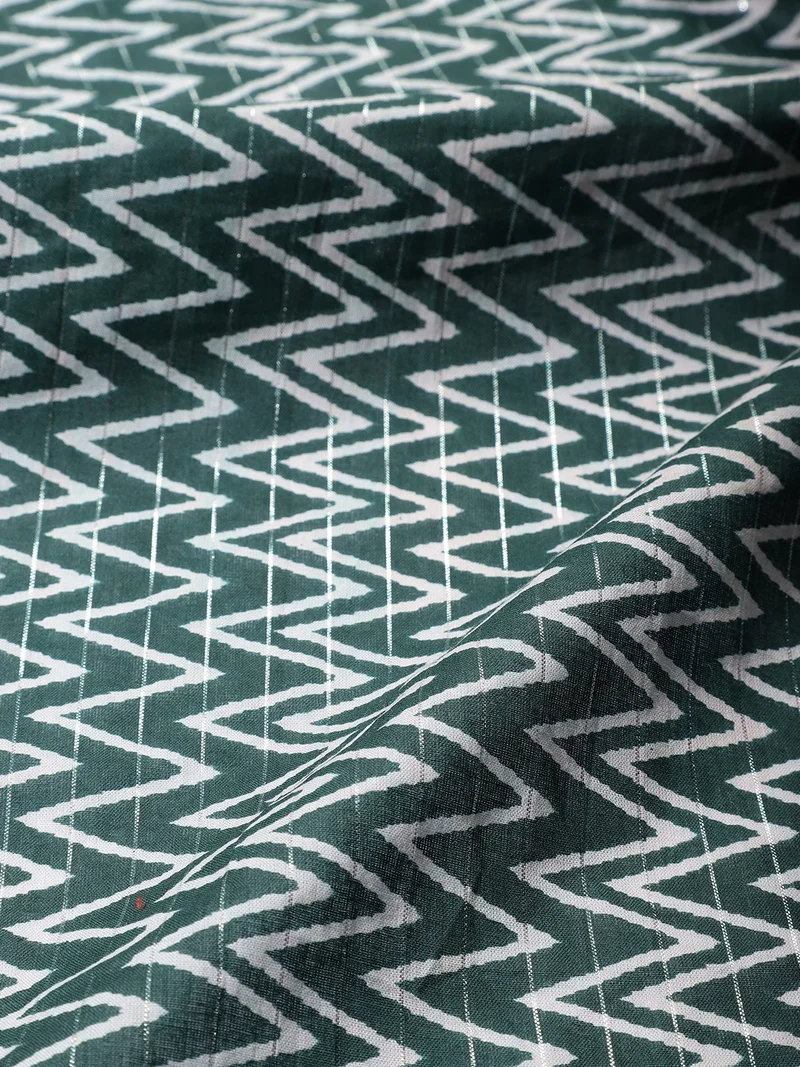 أيه كيه إس Teal Zig-Zag Patterned Fabric - One Meter