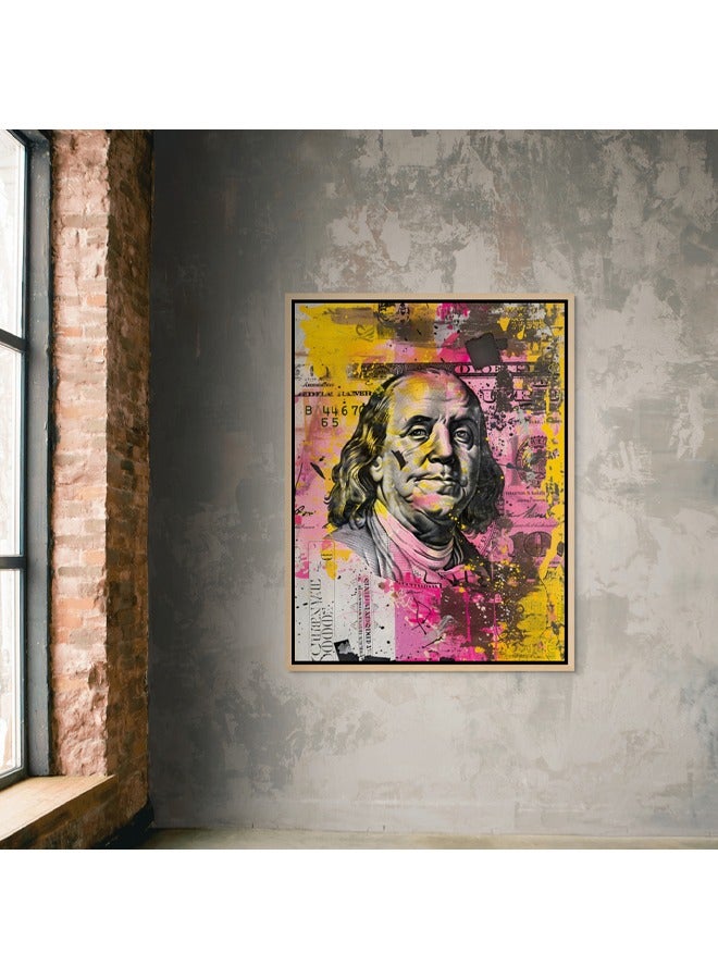 Art Decor Art Decor Framed Canvas Wall Art of Dollar Bill Pop Art Money Portrait Art Print Wall Décor for Home Office Living Room Bedroom Gifting - Image 3
