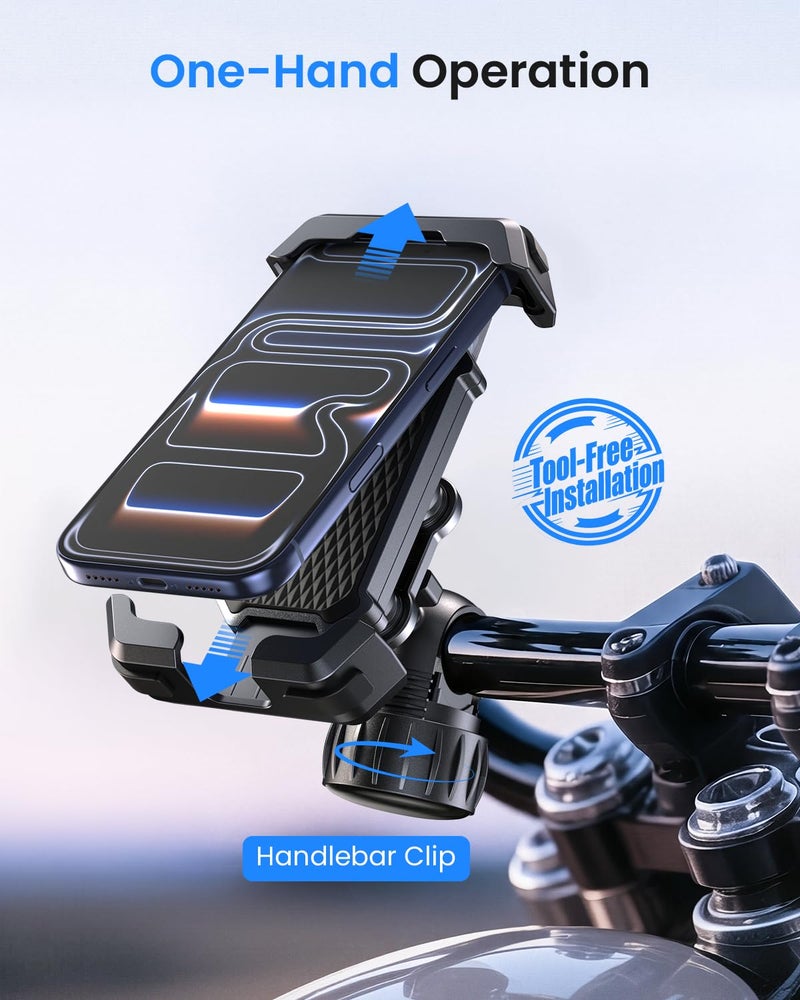 LOXP Anti-Shake Motorcycle Phone Mount - 2026 Dual Vibration Dampener, Universal Bike Phone Holder for iPhone 17/16/15/14/13 Series & Android 4.7-7â€, Handlebar Mount for Bicycle/Motorbike/Scooter - Image 4