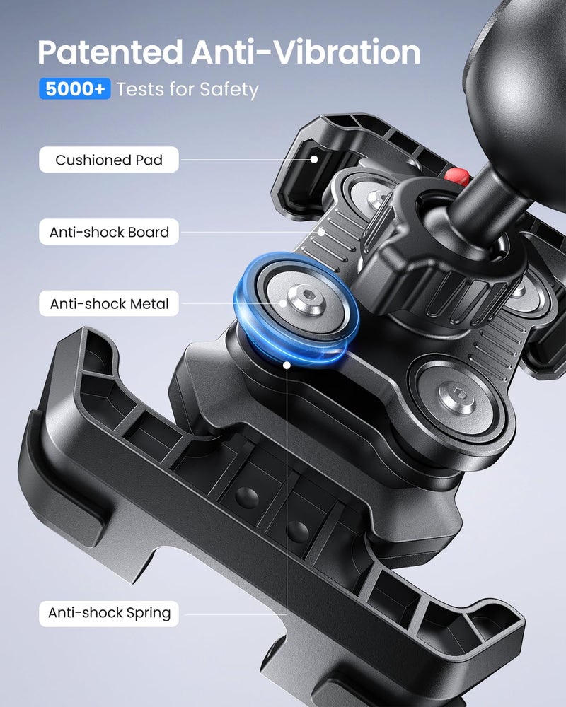 LOXP Anti-Shake Motorcycle Phone Mount - 2026 Dual Vibration Dampener, Universal Bike Phone Holder for iPhone 17/16/15/14/13 Series & Android 4.7-7â€, Handlebar Mount for Bicycle/Motorbike/Scooter - Image 2