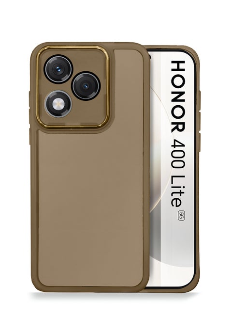 غلاف خلفي أنيق من السيليكون الشفاف TPU لحماية كاميرا هاتف Honor 400 Lite 5G 2025 رفيع للغاية مع حدود الكاميرا مطلية بالكهرباء - بني