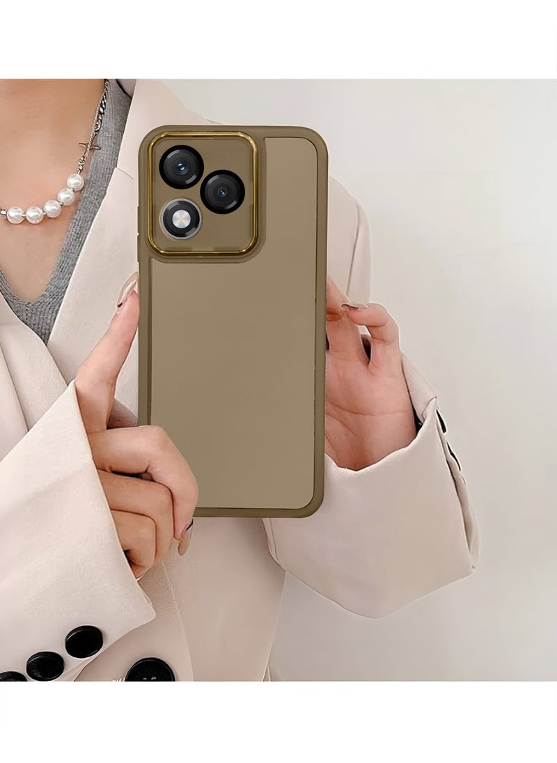 غلاف خلفي أنيق من السيليكون الشفاف TPU لحماية كاميرا هاتف Honor 400 Lite 5G 2025 رفيع للغاية مع حدود الكاميرا مطلية بالكهرباء - بني