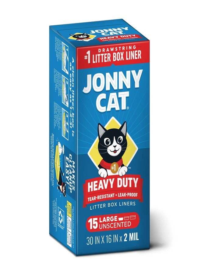Jonny Cat Heavy Duty Tear-Resistant Litter Box Liners, Large, 30in x 16in, 15ct - Image 1