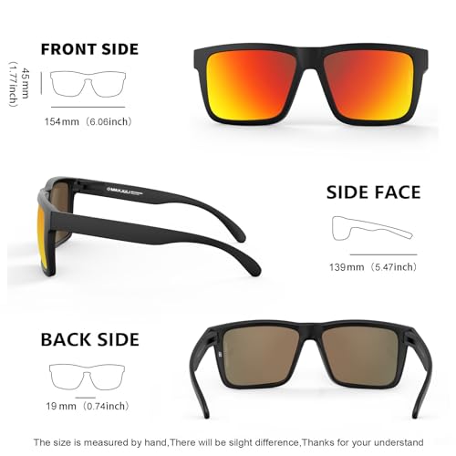 MAXJULI XXL Size Double Extra Large Z87 Sunglasses for Big Wide Heads Men TR90 Ultralight UV400 Protection Glasses 8228 (Matte Black Frame/Red Lens) - Image 5