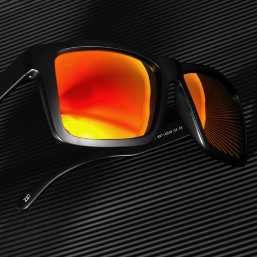 MAXJULI XXL Size Double Extra Large Z87 Sunglasses for Big Wide Heads Men TR90 Ultralight UV400 Protection Glasses 8228 (Matte Black Frame/Red Lens) - Image 4