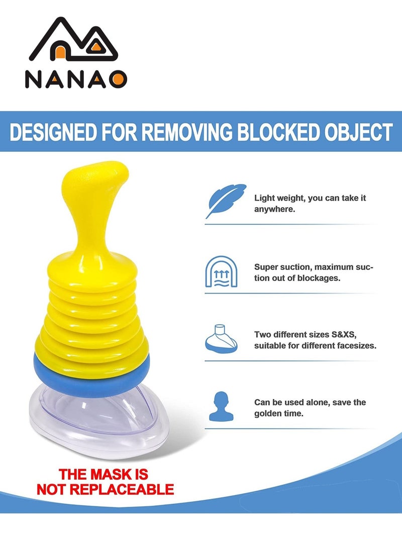 NANAO - Emergency Choking Rescue Kit: Portable First Aid Suction Device,Choking Rescue Device, Rescue Kit for Children & Adults,young & Pediatric Masks with instruction paper Included(Yellow& Blue) - Image 1