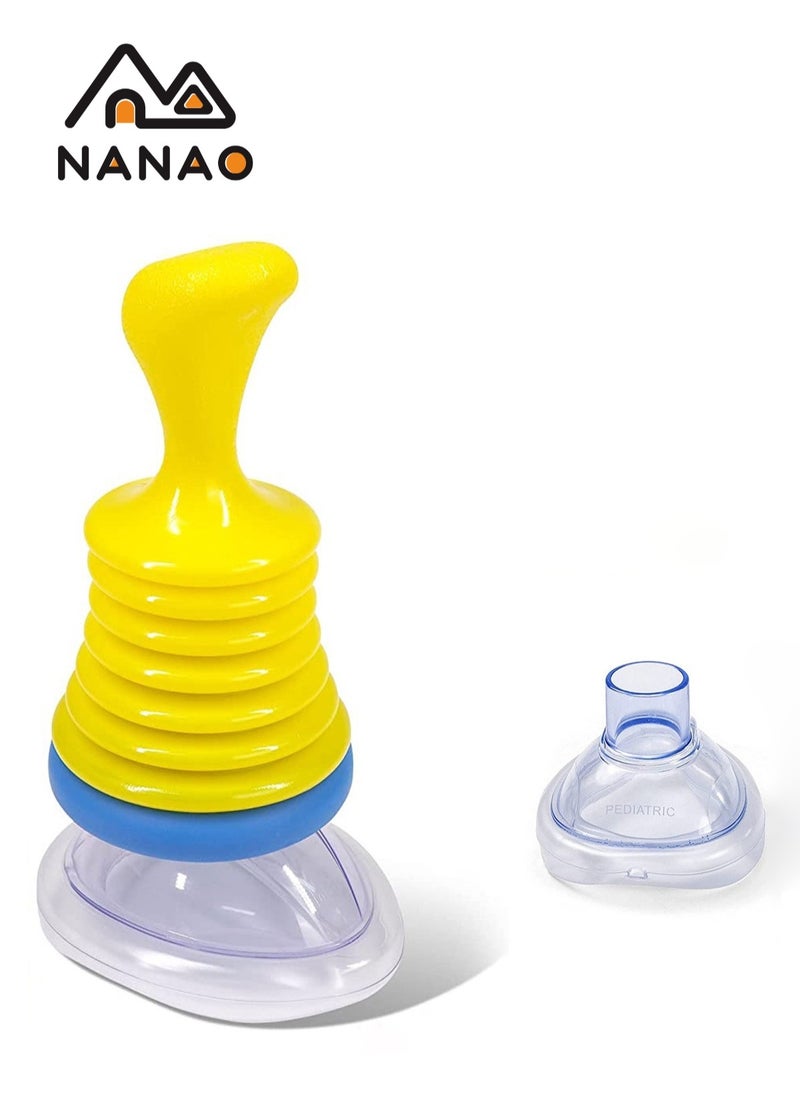 NANAO - Emergency Choking Rescue Kit: Portable First Aid Suction Device,Choking Rescue Device, Rescue Kit for Children & Adults,young & Pediatric Masks with instruction paper Included(Yellow& Blue) - Image 1