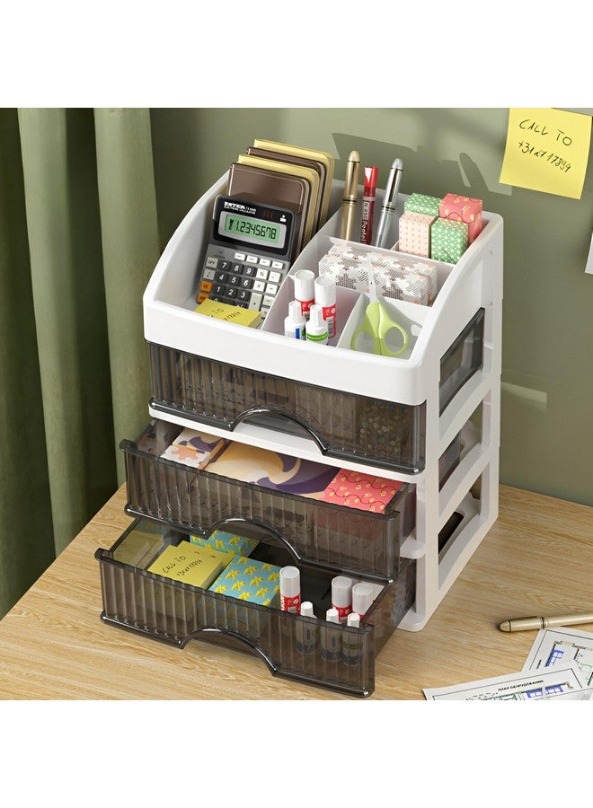 KREPS Countertop Makeup Organizer with Drawers Plastic Storage for Makeup Brush,Hair Accessories,Jewelry,Skincare Vanity Display Cases, Skin Care Products, Office Desk Organizer (3 Layer, White) - Image 4