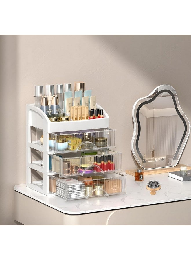 KREPS Countertop Makeup Organizer with Drawers Plastic Storage for Makeup Brush,Hair Accessories,Jewelry,Skincare Vanity Display Cases, Skin Care Products, Office Desk Organizer (3 Layer, White) - Image 5