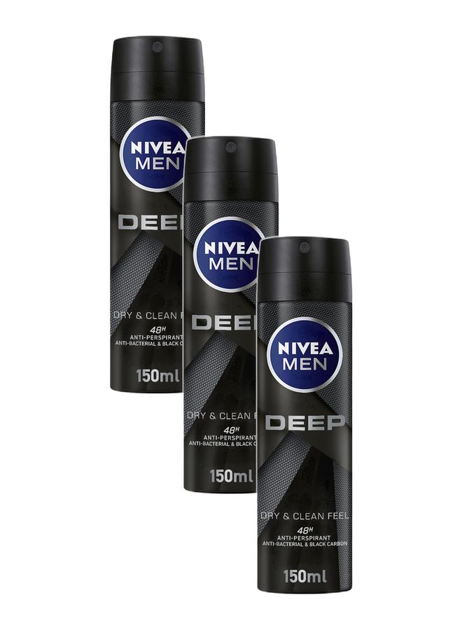 Nivea بخاخ خشب داكن عميق وكربون أسود متعدد الألوان 150 مل عبوة من 3 - Image 1