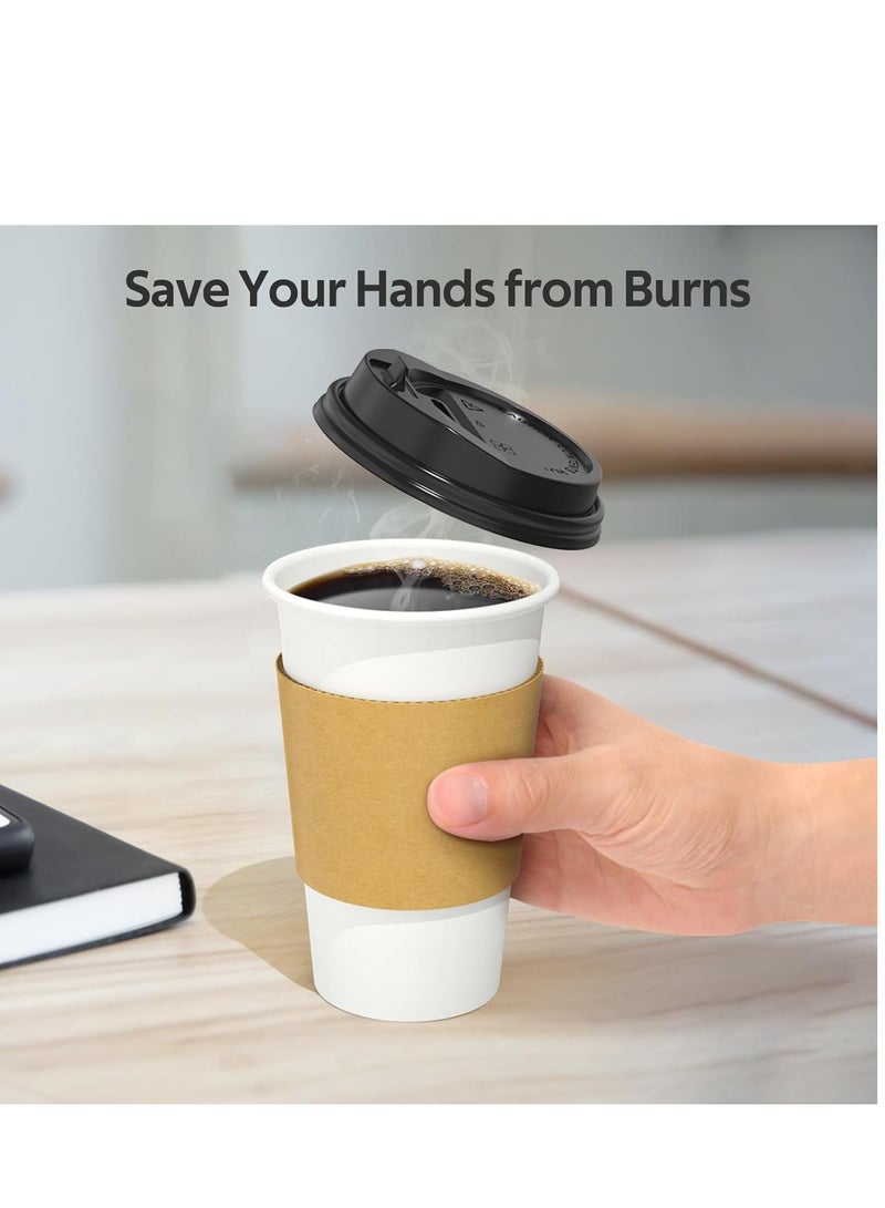 100 Pack 16oz Disposable Coffee Cups with Lids and Sleeves  - Image 3