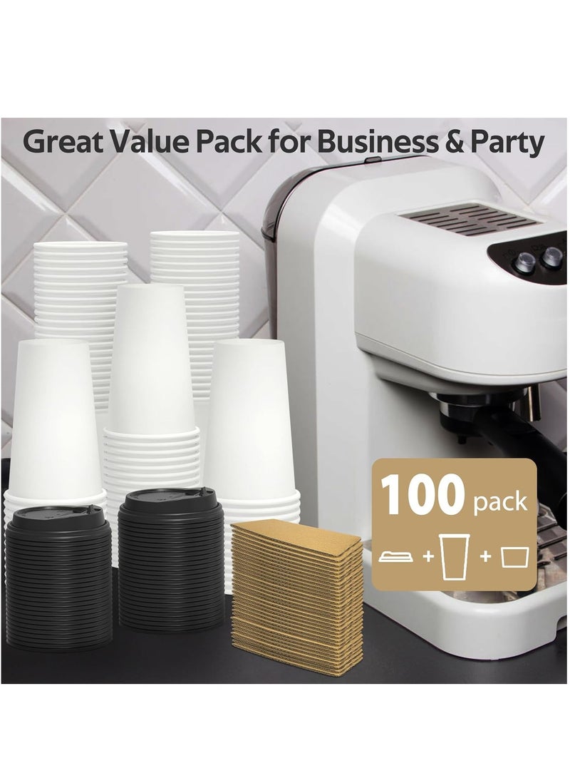 100 Pack 16oz Disposable Coffee Cups with Lids and Sleeves  - Image 5