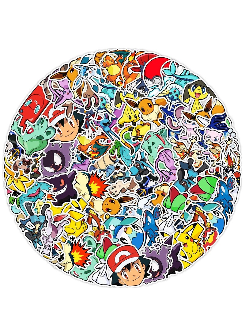 50pcs Anime Energy Core Stickers Set - Waterproof Cute Creature Decals with Lightning Orbit & Magic Capsule Designs (Retro Pixel Art for Laptop/Luggage/DIY Projects)