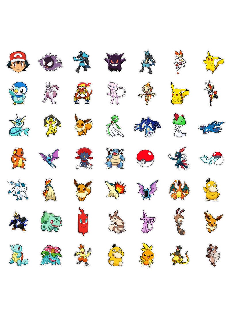 50pcs Anime Energy Core Stickers Set - Waterproof Cute Creature Decals with Lightning Orbit & Magic Capsule Designs (Retro Pixel Art for Laptop/Luggage/DIY Projects)