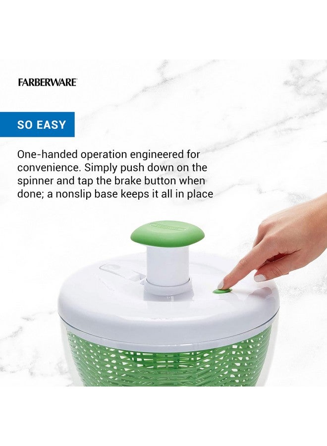 Farberware Farberware Professional Pump Small Salad Spinner with Bowl featuring Non Slip Grip, Small 3.16 Quart, Colander and Built in draining System for Fresh, Crisp, Clean Salad and Produce, Green  - Image 4