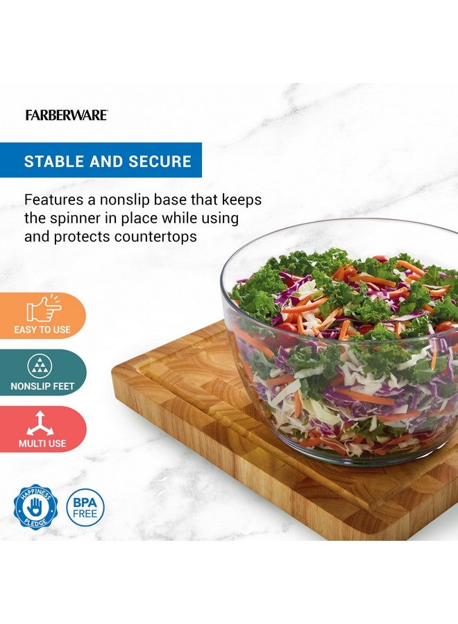 Farberware Farberware Professional Pump Small Salad Spinner with Bowl featuring Non Slip Grip, Small 3.16 Quart, Colander and Built in draining System for Fresh, Crisp, Clean Salad and Produce, Green  - Image 2
