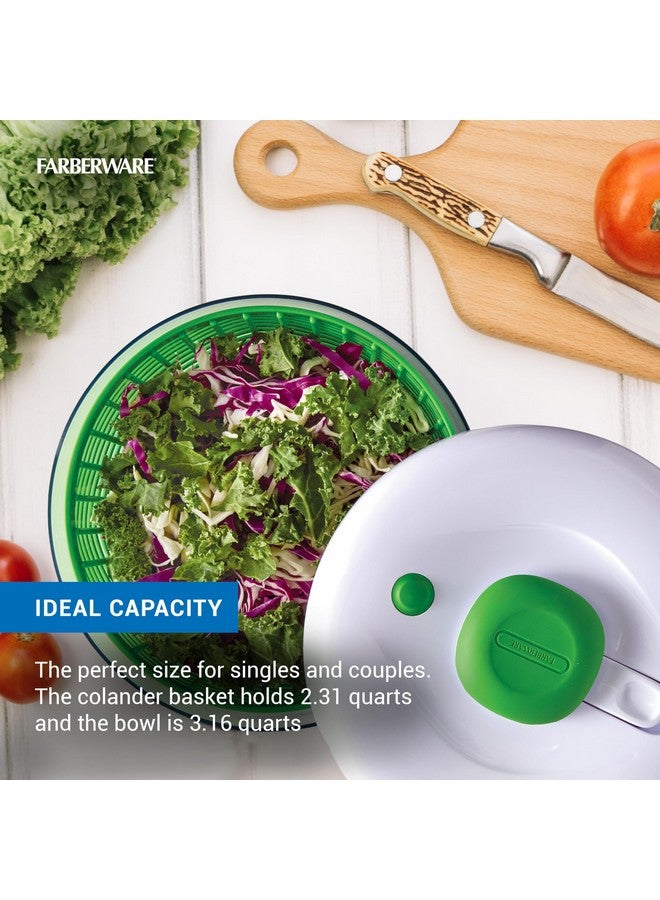 Farberware Farberware Professional Pump Small Salad Spinner with Bowl featuring Non Slip Grip, Small 3.16 Quart, Colander and Built in draining System for Fresh, Crisp, Clean Salad and Produce, Green  - Image 3
