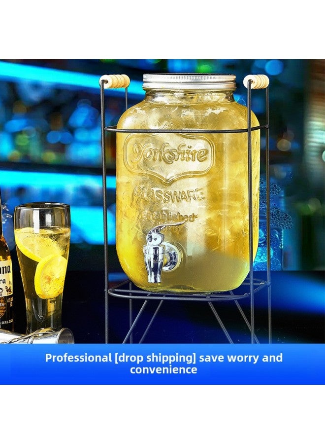 Coke Bucket Wine Bucket With Tap Glass Bottle Juice Beverage Bucket Container Beer Bucket Refrigerator Cold Kettle Fruit Tea Bucket-Capacity:[4L] ABS Exquisite Faucet Stable Iron Frame - Image 4