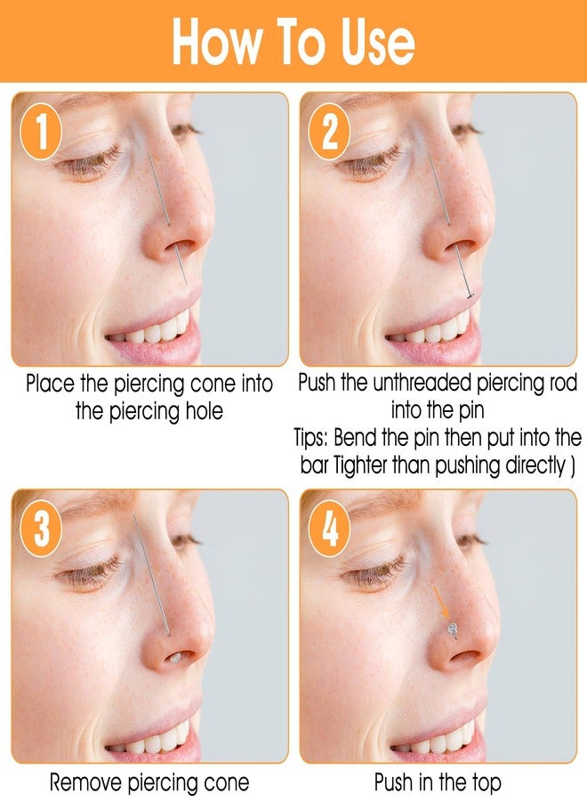 Yolev 6 Pcs 20g Piercing Taper Insertion Tool Flat Back Earring Insertion Tool Threadless Insertions Pin Threader Changing Tools For Flatback Earring Ear Tragus Helix Eyebrow Body Piercing Kit - Image 3