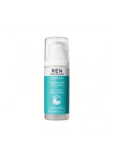REN Clean Skincare - Clearcalm Replenishing Gel Cream - Calming Face Moisturizer for Blemish-Pone Skin, Cruelty-Free & Vegan