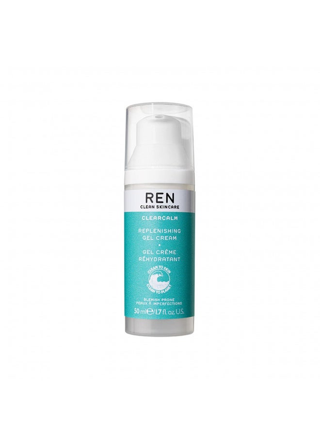 REN CLEAN SKINCARE - REN Clean Skincare - Clearcalm Replenishing Gel Cream - Calming Face Moisturizer for Blemish-Pone Skin, Cruelty-Free & Vegan - Image 1