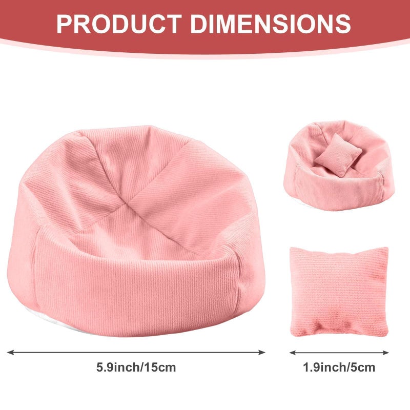 Walant Doll Car Seat Compatible with Labubu, Handmade Bean Bag Chair for 15-17cm Doll, Anti-Slip Bottom, Cute Doll Accessories for Display, Fans&Collectors Gifts, Durable Corduroy Fabric (Pink) - Image 3