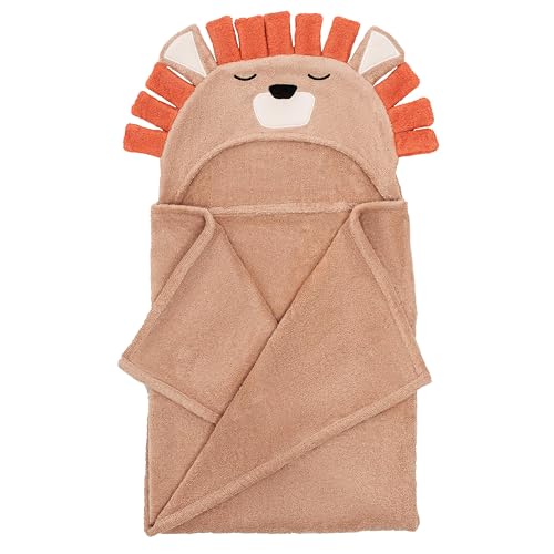 Natemia Premium Hooded Baby Towels - Ultra Soft Baby Bath Towel with Animal Design, Toddler Bath Towel, Newborn Towels for Boys and Girls - Brown Lion