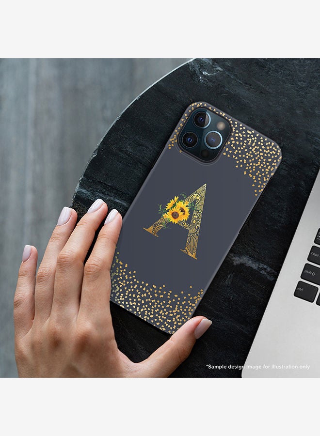 Stylizedd Monogram Tough Cover for Apple iPhone 12 Pro Case Custom Initials Letter Floral Mandala Pattern Tough Pro Dual Layer hybrid PC inner TPU protection Alphabet- P (Grey) - Image 2