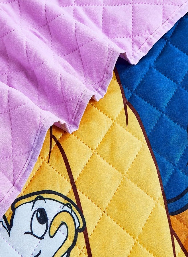 Disney Beauty and The Beast Bedding Twin Bed Set for Girls - Bundle with Belle Bed Sheets with Flat Sheet, Fitted Sheet, Pillowcase, Quilted Bedspread Plus Stickers, More | Beauty and The Beast Sheets Twin - Image 3
