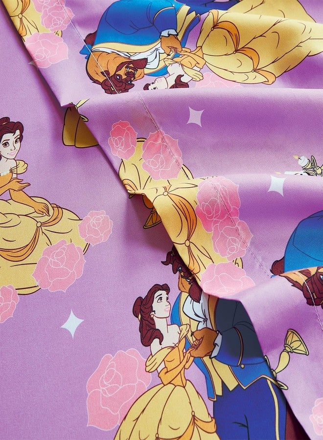 Disney Beauty and The Beast Bedding Twin Bed Set for Girls - Bundle with Belle Bed Sheets with Flat Sheet, Fitted Sheet, Pillowcase, Quilted Bedspread Plus Stickers, More | Beauty and The Beast Sheets Twin - Image 5